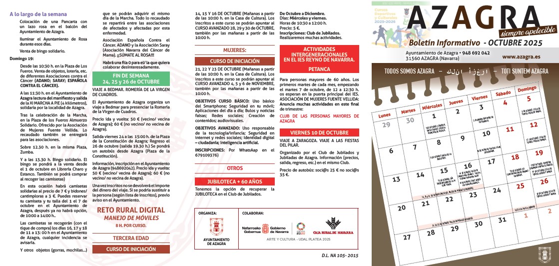 Agenda Azagra Octubre 2025